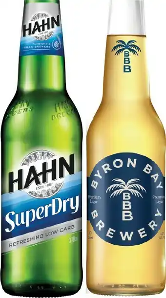 IGA Hahn Super Dry or Byron Bay Premium Lager 24 Pack offer