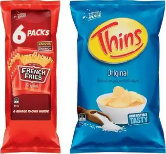 IGA Thins Chips 150-175g or Assorted Multipack 5-6 Pack Selected Varieties offer