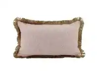 LivingStyles Farra Linen Fringe Lumbar Cushion, Pink offer