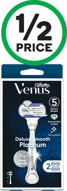 Woolworths Gillette Venus Deluxe Smooth Platinum Razor with 2 Razor Blades offer