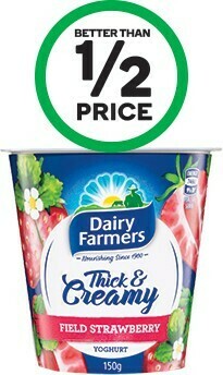 Woolworths Dairy Farmers Thick & Creamy Yoghurt 150g offer