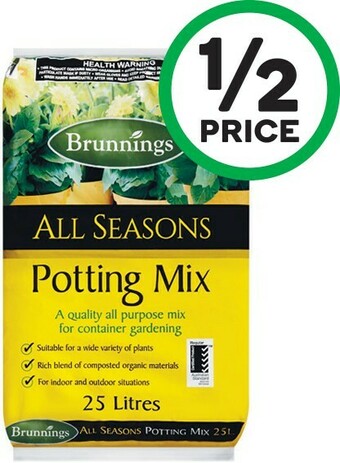 Woolworths Brunnings Potting Mix or Pine Bark 25 Litre offer