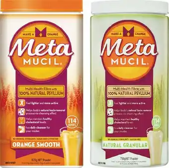 Woolworths Metamucil Orange Smooth Fibre 114 Doses 673g or Natural Granular Smooth Powder 798g^ offer