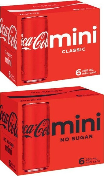 Coles Coca-Cola, Fanta or Sprite Mini Soft Drink 6x250mL offer