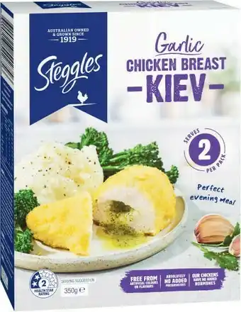 Coles Steggles Chicken Garlic Kiev 350g offer