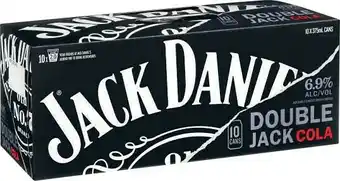 Coles Jack Daniel’s Double Jack & Cola Can 10x375mL offer