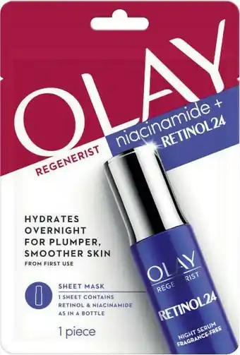 Coles Olay Sheet Mask Niacinamide + Retinol24 1 Pack offer