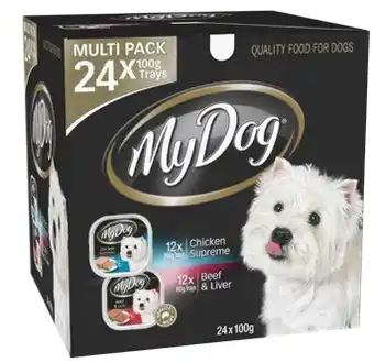 BIG W My Dog Tinned Dog Food Multi Pack 24 x 100g - Chicken Supreme & Beef + Liver offer