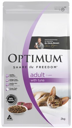 BIG W Optimum Dry Adult Cat Food 2kg - Tuna offer