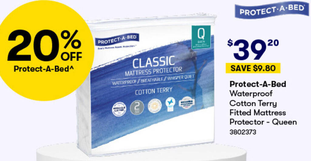 ProtectABed Waterproof Cotton Terry Fitted Mattress Protector Queen