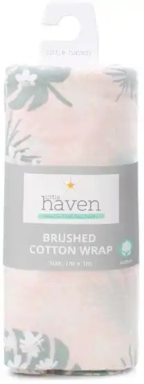 BIG W Little Haven Brushed Cotton Wraps - Botanical Leaf offer