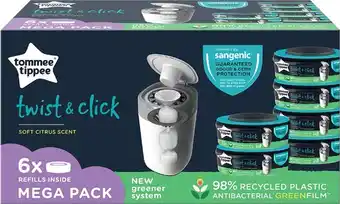 BIG W Tommee Tippee 6-Pack Twist & Click Nappy Bin Refill Cassettes offer