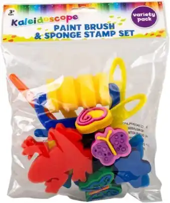 BIG W Kaleidoscope Paint Brush and Sponge Stamp Set offer