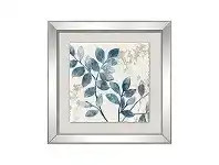 LivingStyles Blue Leaf Mirror Framed Wall Art Print, Left, 49cm offer