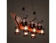 LivingStyles Porter 6 Head Industrial Wood & Metal Pendant Light offer
