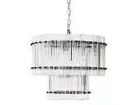 LivingStyles Paloma Glass Pendant Light, 2 Tier Round, Black offer