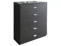 LivingStyles Fremont Fabric 5 Drawer Tallboy, Dark Grey offer
