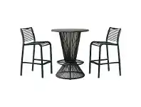 LivingStyles Wanika 5 Piece Commercial Grade Indoor/Outdoor Round Aluminium Top Bar Table Set, Black offer