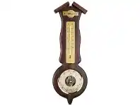 LivingStyles Cobb & Co. Roof Style Barometer & Thermometer, Satin Walnut offer