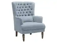 LivingStyles Hammond Linen Fabric Wing Back Armchair, Blue offer