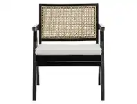 LivingStyles Mira Teak & Rattan Lounge Armchair, Black offer