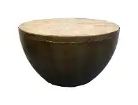 LivingStyles Moja Mango Wood Topped Metal Round Coffee Table, 90cm offer