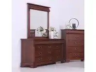 LivingStyles Lucchese African Walnut Timber Dresser with Mirror offer