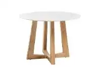 LivingStyles Sloan Commercial Grade Marble Top Round Dining Table, 100cm, White / Natural offer