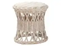 LivingStyles Nassau Rattan Round Side Table, White Wash offer