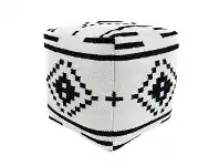 LivingStyles Ezra Hand Woven Cotton Square Pouf offer