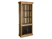 LivingStyles Esma Pine Timber Display Cabinet with Iron Doors offer