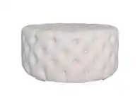 LivingStyles Carlton Tufted Linen Fabric Round Ottoman, Beige offer