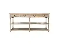 LivingStyles Brooklyn Oak Timber Console Table, 200cm, Natural Oak offer