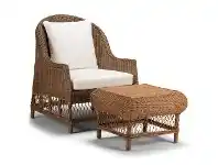 LivingStyles Sam Rattan Armchair & Ottoman Set, Antique Brown offer