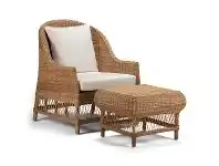 LivingStyles Sam Rattan Armchair & Ottoman Set, Natural offer
