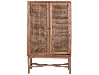 LivingStyles Wendell Mindi Wood & Rattan 2 Door Cupboard, Tobacco offer