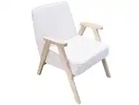 LivingStyles Elin Linen Fabric & Timber Accent Armchair, White offer