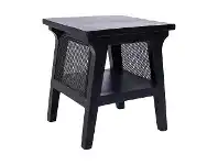 LivingStyles Chayton Mahogany Timber Square Side Table, Black offer