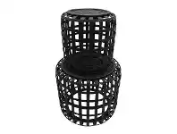 LivingStyles Cayman 2 Piece Bamboo Round Side Table Set, Black offer