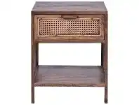 LivingStyles Wendell Mango Wood & Rattan Side Table, Honey Brown offer