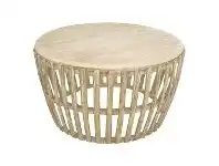 LivingStyles Hougham Mango Wood Round Coffee Table, 80cm, White Washed Driftwood offer