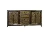 LivingStyles Barkley Bamboo Rattan 2 Door 4 Drawer Buffet Table, 150cm, Tobacco offer