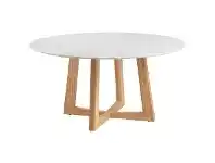 LivingStyles Sloan Commercial Grade Marble Top Round Dining Table, 150cm, White / Natural offer