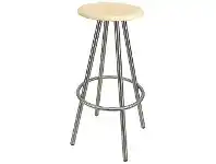 LivingStyles Durafurn Cruza Commercial Grade Stainless Steel Indoor / Outdoor Bar Stool, Light Beech offer