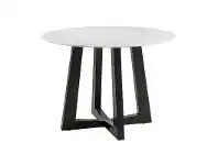 LivingStyles Sloan Commercial Grade Marble Top Round Dining Table, 100cm, White / Black offer