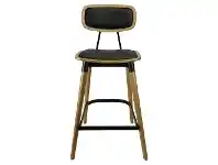 Durafurn Felix Commercial Grade Wooden Bar Stool, Vinyl Seat, Oak / Black