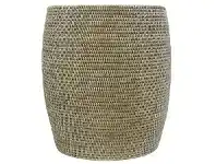 LivingStyles Pindaya Rattan Drum Side Table / Pot, White Wash offer
