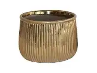 LivingStyles Abba Stoneware Pot, Large, Gold offer