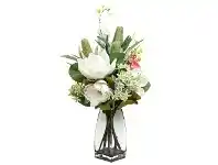 LivingStyles Loretta Artificial Magnolia & Banksia Arrangement in Vase, 70cm offer