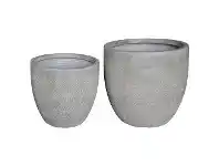 LivingStyles Braxton 2 Piece Magnesia Planter Pot Set, Large offer